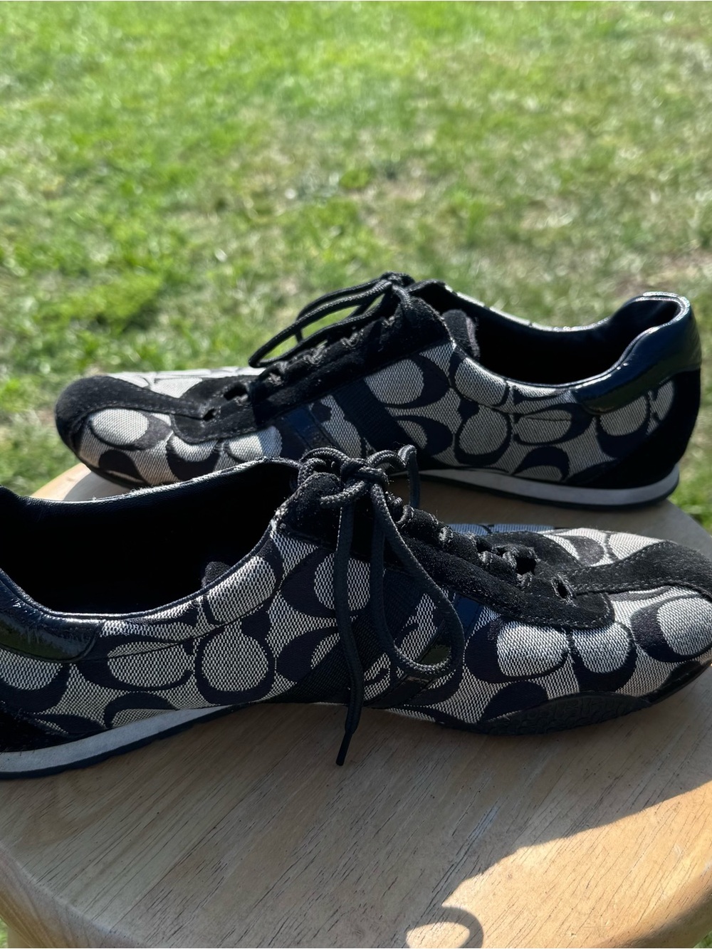 Ladies Coach Monogram Low-Top Sneakers - Black & White - Picture 5 of 8